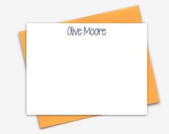 Classic Monogram Flat Note Cards - Correspondence Card Stationery - Personalized Card Stationery - Thank You Notes, ,