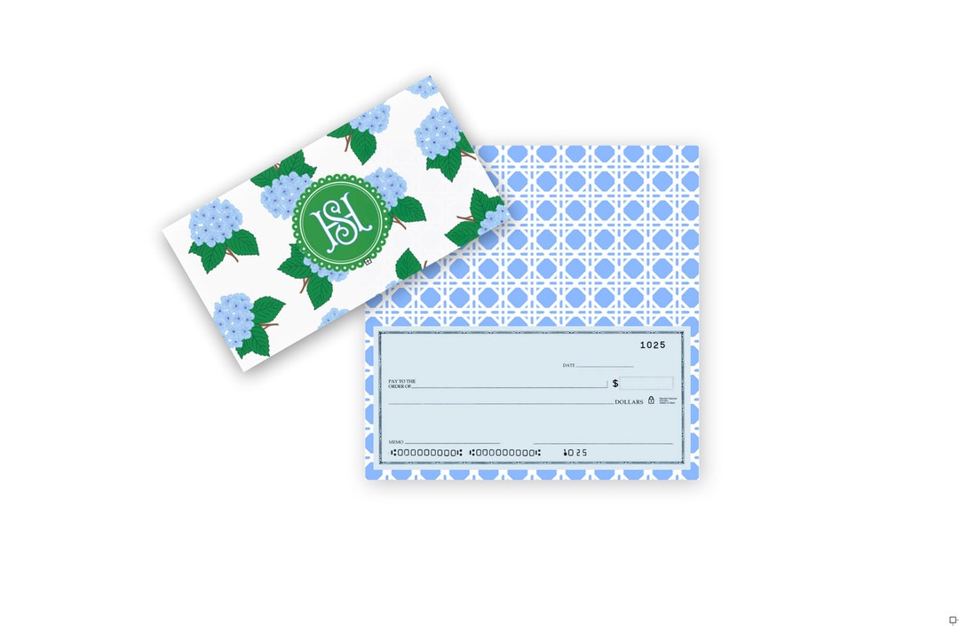 Personalized Checkbook Cover Monogrammed Hydrangea Checkbook Holder Duplicate Checks Checkbook