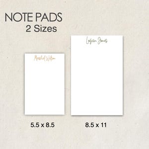 May include: Two sizes of notepads, one with the text "Marshal Wilson" and the other with the text "Logan James". The smaller notepad measures 5.5 x 8.5 inches and the larger notepad measures 8.5 x 11 inches.