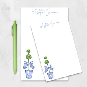 Personalized Topiary Notepad: Custom Stationery Gift, Preppy Office Supply