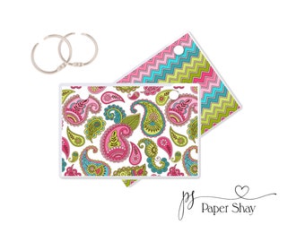 Index Card Binder, Flashcard Holder or Recipe Book, Laminated Note Card Binder, Blank Book, Paisley PS33435