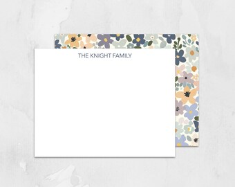 Personalized Floral Ditzy Cottage Note Cards, Custom Monogram Stationery Set