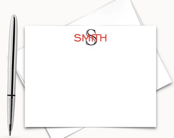 Classic Monogram Flat Notecards - Correspondence Card Stationery - Personalized Card Stationary - Thank You Notes, FLAT CARDS