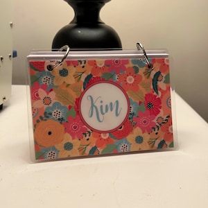 Personalized Index Card Binder, Flashcard Holder or Recipe Book, Laminated Note Card Binder, FLORAL, PS3991