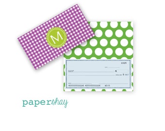 Checkbook Cover, Monogrammed Vinyl Checkbook Cover, Duplicate Checkbook, Top Tear Checkbook,PS358