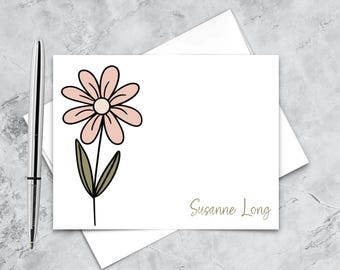 Custom Daisy Floral Note Cards - Correspondence Card Stationery - Personalized Card Stationary - Floral Bouquet Thank You Notes,