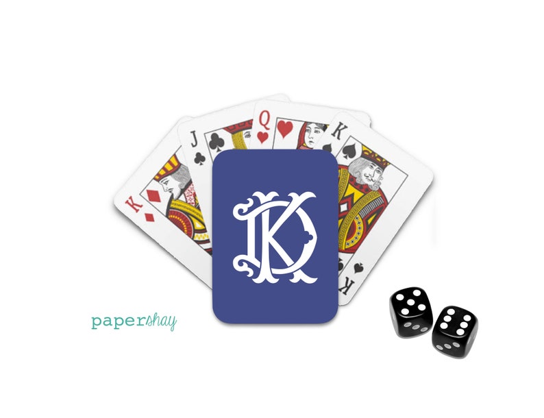 Personalized Poker Playing Cards, Monogram Playing Cards, 2 Letter Monogram image 7