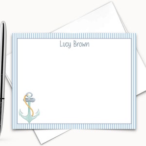 Personalized Stationery for Boys, Anchor Note Cards, Boating Stationery for Childrens Thank You cards,