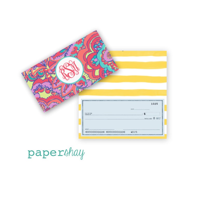 Checkbook Cover, Monogrammed Vinyl Checkbook Cover, Duplicate Checkbook, Top Tear Checkbook,PS425 image 1