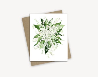 Spring Lily of the Valley Stationery, Feminine Floral Stationey for Well Wishes, Easter renewal Note cards, Wedding Correspondence