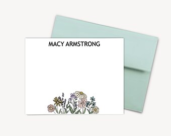 Summer Floral Thank You Notes for Women, Gladiolus Stationery Personalized Floral Stationery Set, Womens Custom Thank You Cards,