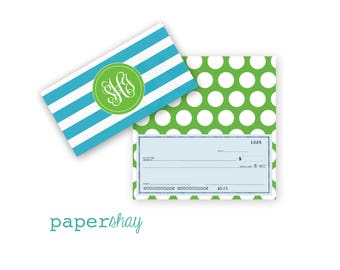 Checkbook Cover, Monogrammed Vinyl Checkbook Cover, Duplicate Checkbook, Top Tear Checkbook,PS352