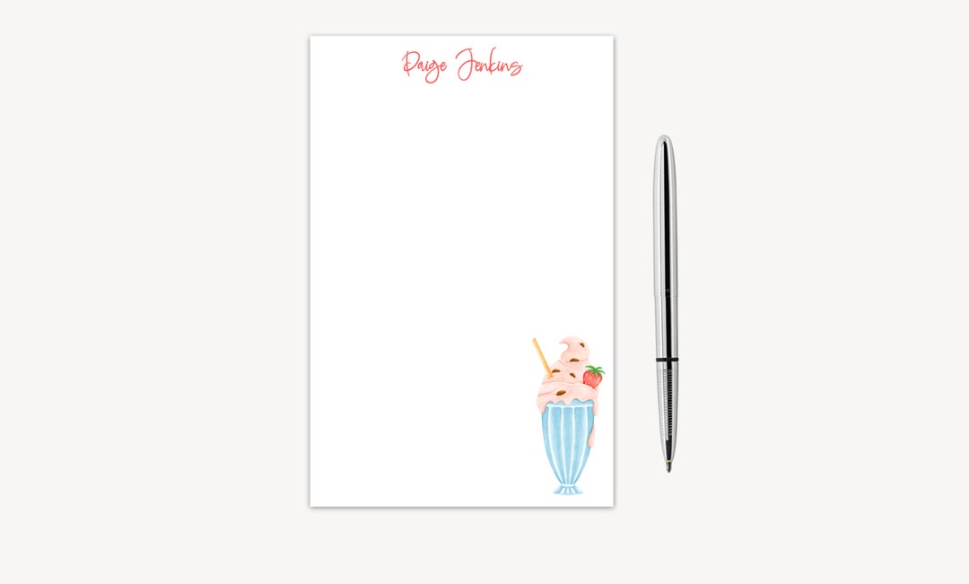 Floating Note Pad Personalized NOTEPAD With Name, Ice Cream Float Notepad for Thank You ...