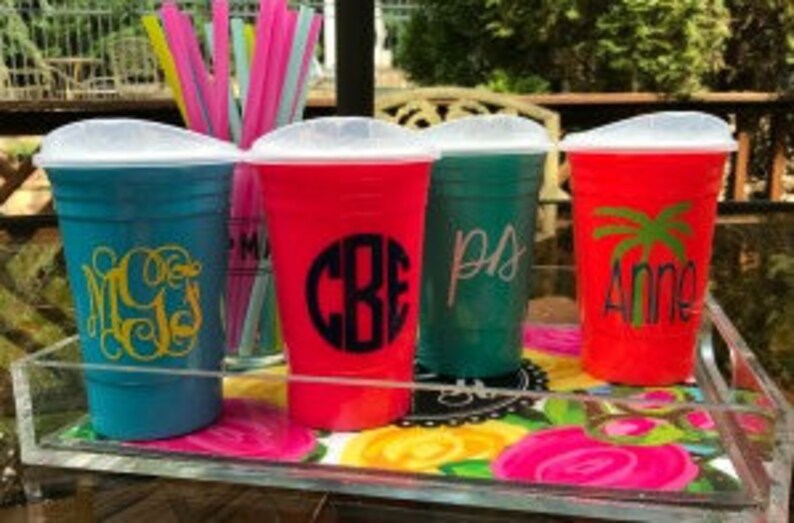 Monogrammed Double Walled Thick Plastic Cups for Bridesmaids Etsy