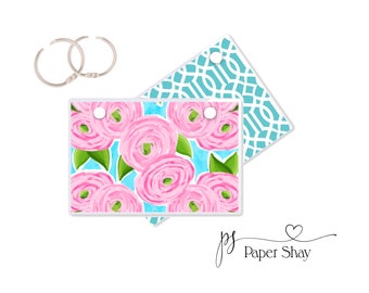 Index Card Binder, Flashcard Holder or Recipe Book, Laminated Note Card Binder, Blank Book, Floral PS3918