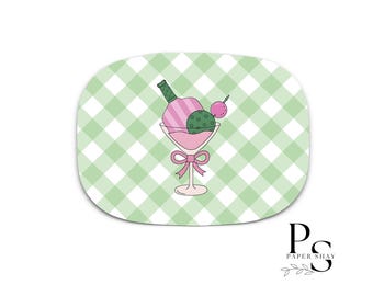 Pickleball Serving Platter 10x14, Pickleball Martini Design, Funny Pickleball Gift for Women, Gingham Pickleball Entertaining Plate