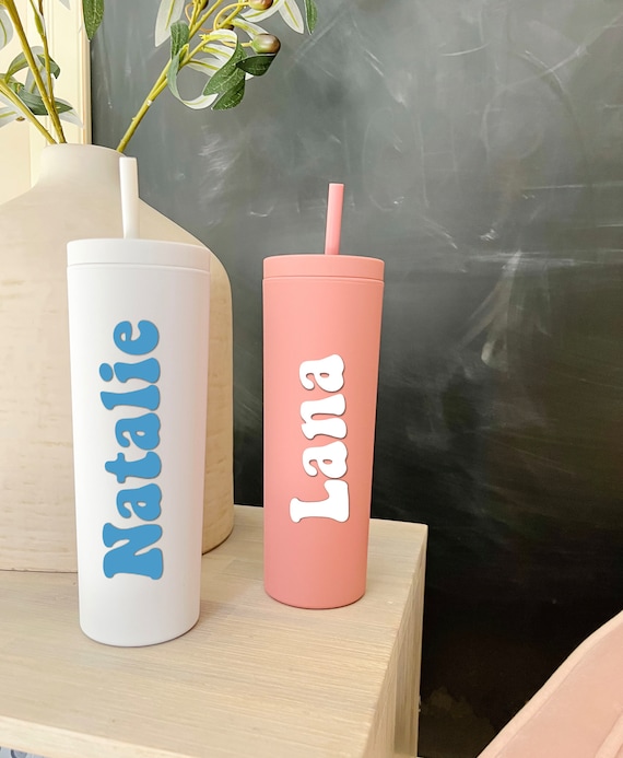Customized 18 Oz. Skinny Tumbler, Pastel Matte Cups With Straws, Bridesmaid  Gifts - Etsy