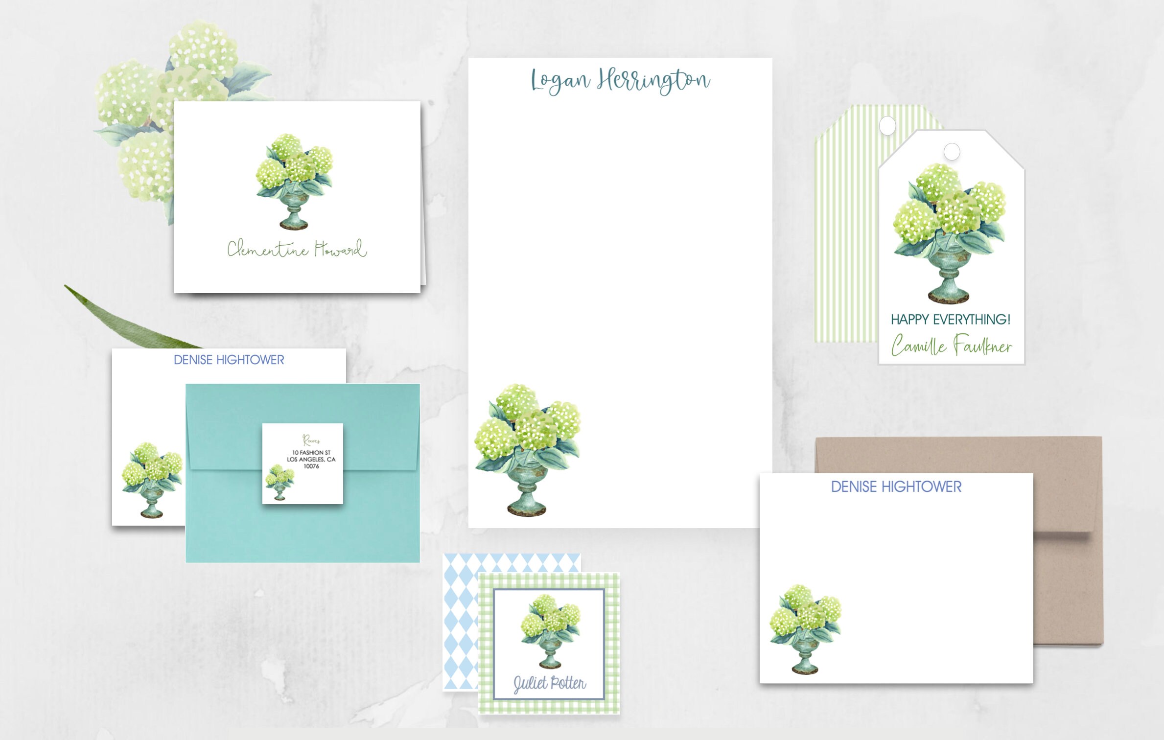 Custom Hydrangea Watercolor Notepad, Personalized Floral Stationery ...