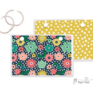 Index Card Binder, Flashcard Holder or Recipe Book, Laminated Note Card Binder, Blank Book, Floral PS13718
