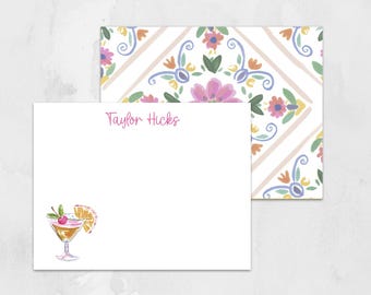 Personalized Floral Ditzy Cottage Note Cards, Custom Monogram Stationery Set