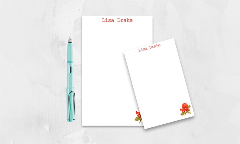 Drake Notepad Personalized Floral Letter Writing Paper, Personalize Memo Pad for ...