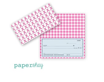 Checkbook Cover, Pink Ribbon Vinyl Checkbook Cover, PS321