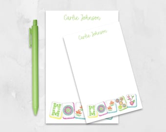 Mahjong Personalized NOTEPAD with Name, Mahjong Memo Pad Thank You Notes Feminine Notepad, Game Lovers Gift