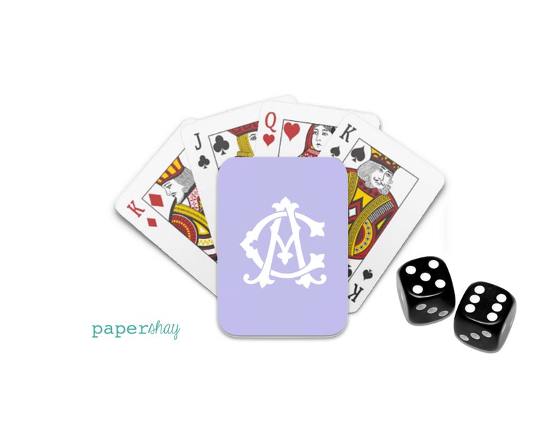 Personalized Poker Playing Cards, Monogram Playing Cards, 2 Letter Monogram image 8