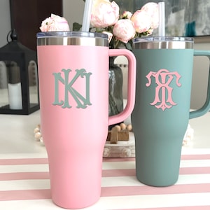 Personalized Tumbler with Handle, 40 oz. Charger with Straw and Lid, Insulated Water Bottle, Teacher Gift