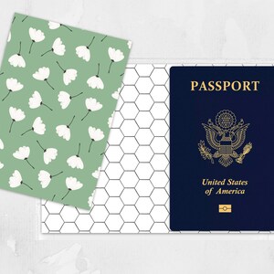 Feminine Passport Cover, Floral Passport Cover fits US Passports, Checkbook Cover