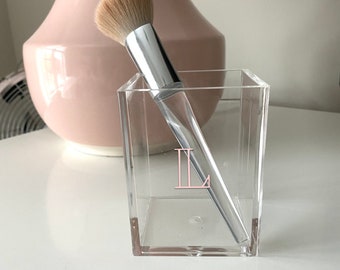 Personalized Square Brush Holder, Monogram Pencil Holder, Desk Accessories