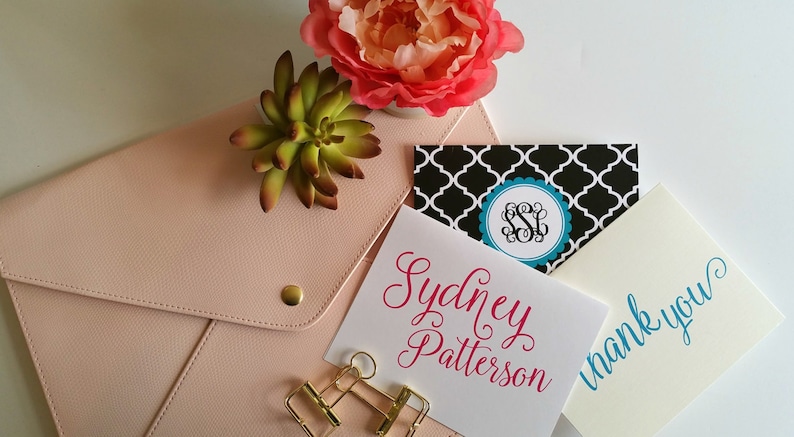FLAT CARDS, Correspondence Card Stationery Personalized Card Stationary Classic Monogram Flat Notecards Thank You Notes