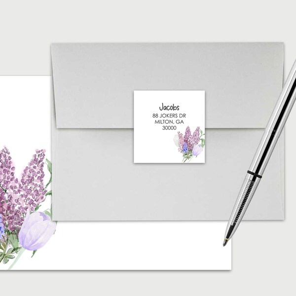 Personalized Return Address labels for Wedding invitations, Save the date, Thank you cards, and more! Lilac Stickers