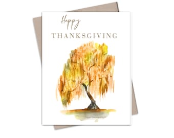 Thanksgiving Stationery, Elegant Script Fall Note Cards, Fall Thank You Cards, Folded