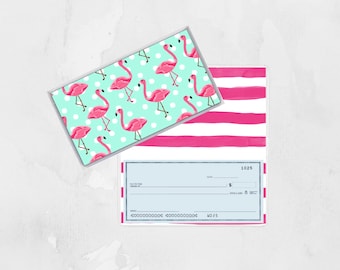 Checkbook Cover, Flamingo Vinyl Checkbook Cover, Travel Gift,PS41693