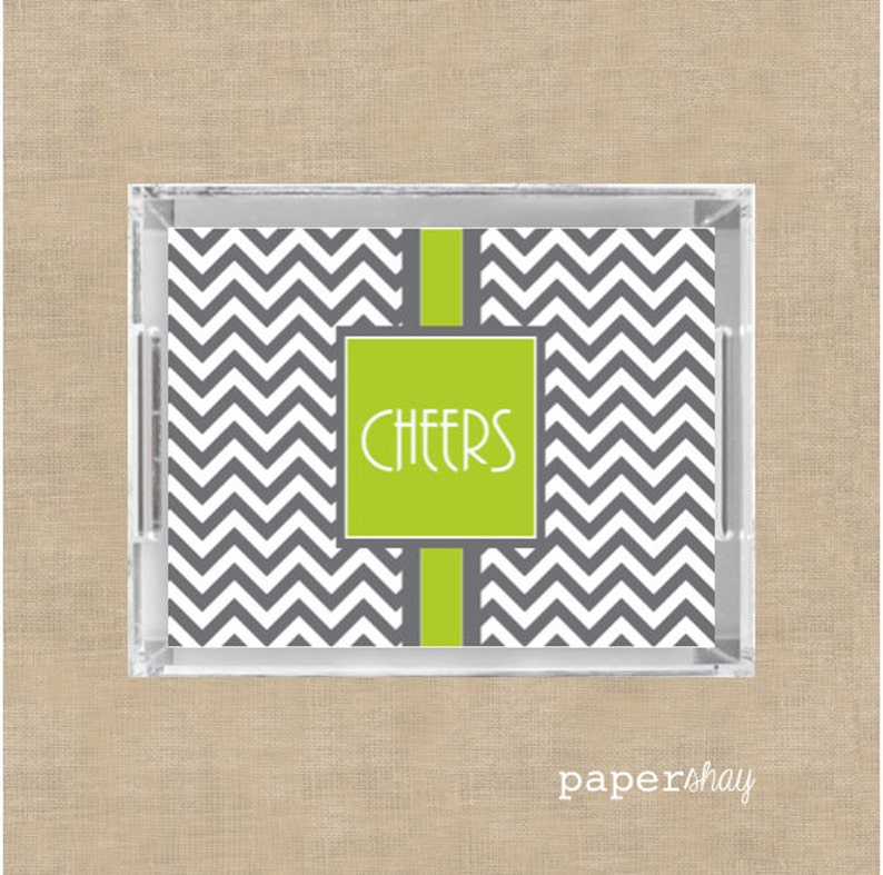 Monogrammed Lucite Serving Tray With Handles Personalized Etsy