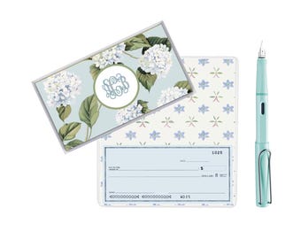 Personalized Checkbook Cover | Monogrammed Hydrangea Checkbook Holder | Duplicate Checks Checkbook | Top Tear Checkbook | Feminine Gift