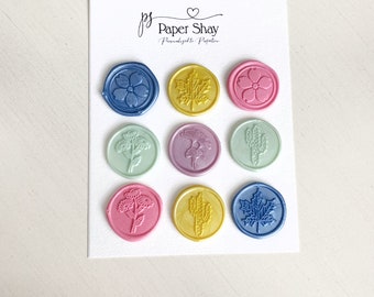 Assorted Bright Wax Seal Stickers, Wax Seal Stickers, Self Adhesive Wax Seal Stickers, Cute Wax Seal Stickers, Wax Seal Stickers, Set of 9