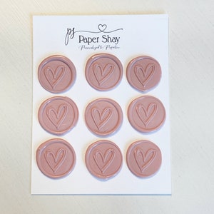 Heart Wax Seal Stickers, Wax Seal Stickers, Self Adhesive Wax Seal Stickers, Cute Wax Seal Stickers, Wax Seal Stickers, Set of 9