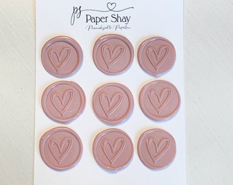 Heart Wax Seal Stickers, Wax Seal Stickers, Self Adhesive Wax Seal Stickers, Cute Wax Seal Stickers, Wax Seal Stickers, Set of 9