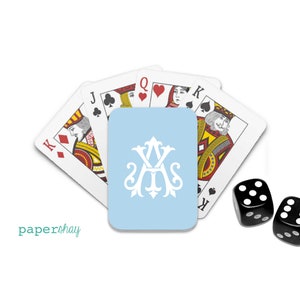 Personalized Poker Playing Cards, Monogram Playing Cards, 2 Letter Monogram image 1