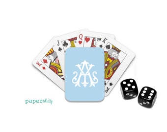 Personalized Poker Playing Cards, Monogram Playing Cards, 2 Letter Monogram