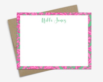 Classic Monogram Flat Note Cards - Correspondence Card Stationery - Personalized Card Stationery - Thank You Notes,