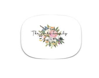 Personalized Serving Platter, Family Platter, Custom Watercolor Floral Serving Tray