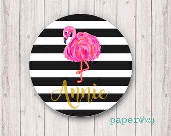 Personalized Melamine Plate or Child's Plate, Personalized Girl's Plate, Flamingo