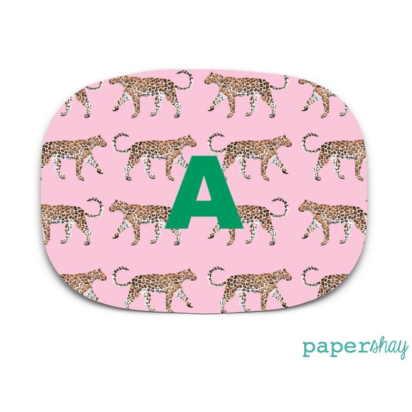 Personalized Serving Platter, Family Platter, Custom Monogram Preppy  Serving Tray, CHEETAHS