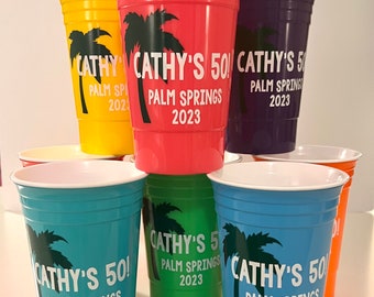 Personalized Double Walled Thick Plastic Cups for Birthdays, 16 oz Personalized Plastic Cups, Re-useable Cup with Lid, Cups for Reunions