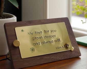Custom Handstamped Brass Plaque, Personalized Desk Ornaments, Handmade Creative Birthday/Anniversary/Christmas/Memorial/Pet gifts.