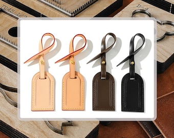 Set di fustelle per etichette da viaggio in pelle, fustella in acciaio per etichette identificative di borse da viaggio, pressa a scatto per lavorazione della pelle, set di stampi con base in acrilico o legno