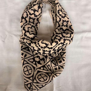 Hand Block Printed Organic Cotton Bandana Scarf: Paisley Design